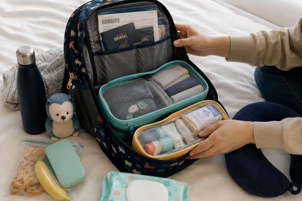 checklist de mala de mão para viajar com criança