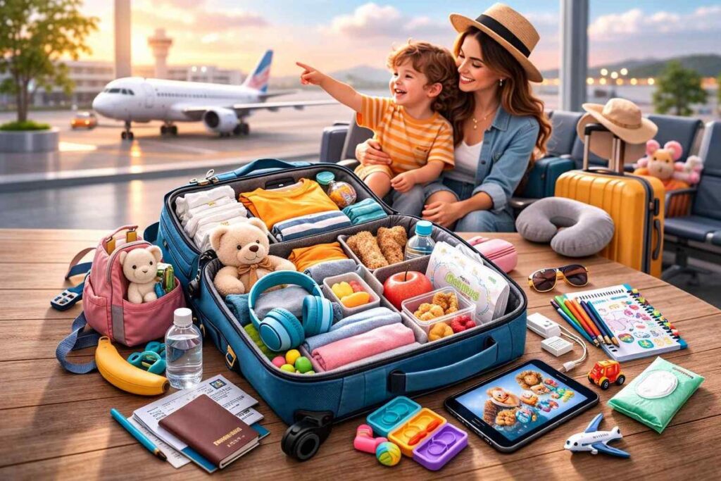 checklist de mala de mão para viajar com criança