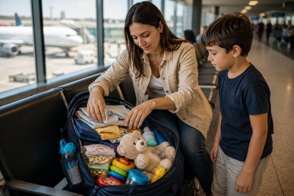 O que não levar na mala de mão ao viajar com criança em aeroporto