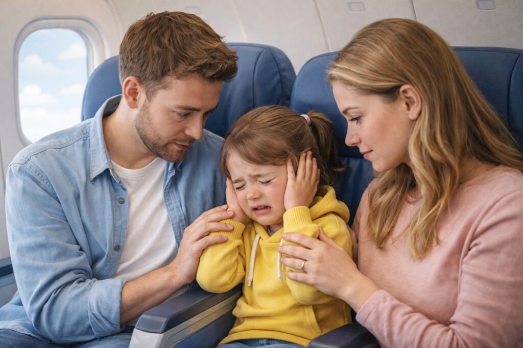 criança chora no avião