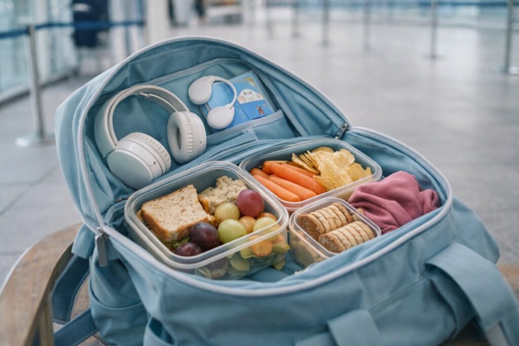 crianca pode levar comida no aviao com lanche organizado na mochila