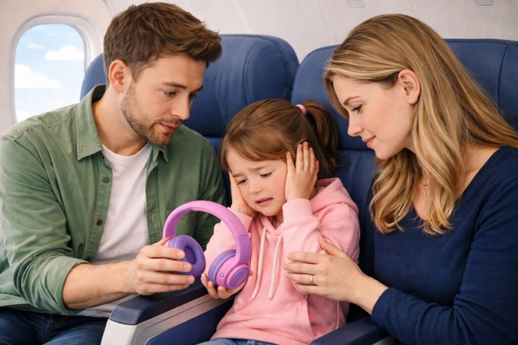 criança sente dor no ouvido no avião