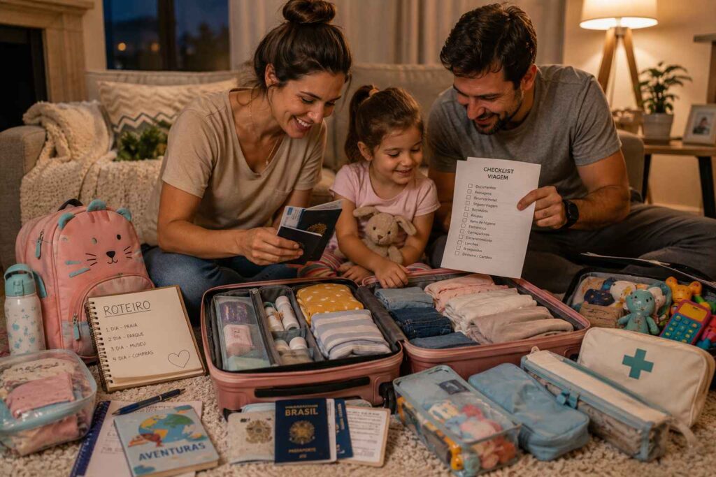 o que fazer antes de viajar com criança organização da viagem